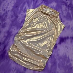 NWT Maeve Anthropologie gold metallic ruched high neck tank top